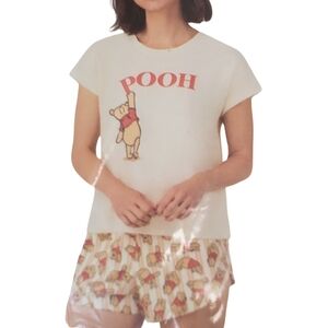 Character Pajama Set Women Winnie the Pooh Short Sleeve Shirt & Shorts NWT